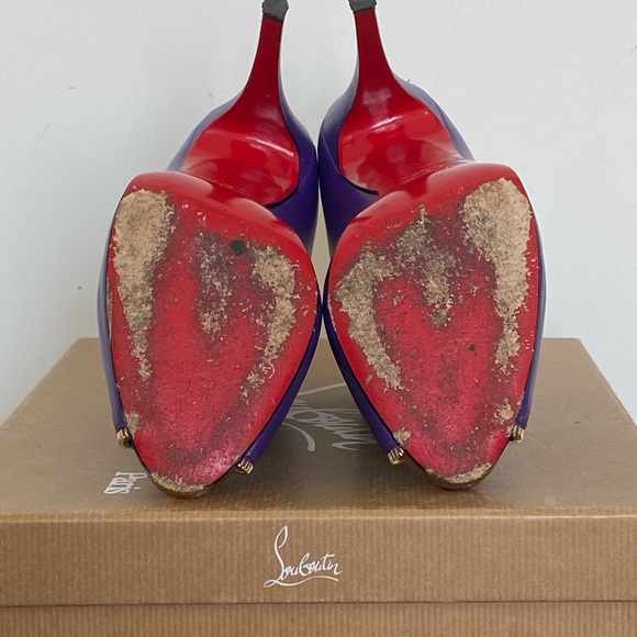 Christian Louboutin violet booties / gold zippers - Picture 4 of 5